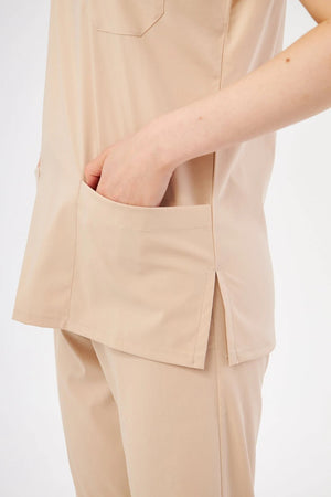 Classic - Bej Kadın Likralı Üniforma Takımı - Class Üniforma hemşire formaları, medikal önlükler