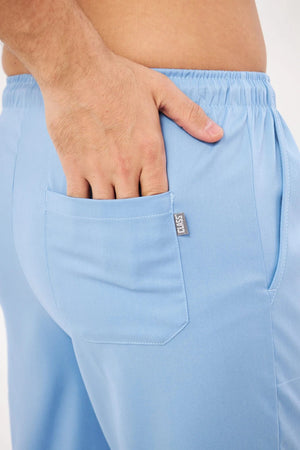 Classic - Bebe Mavisi Erkek Likralı Üniforma Takımı - Class Üniforma hemşire formaları, medikal önlükler