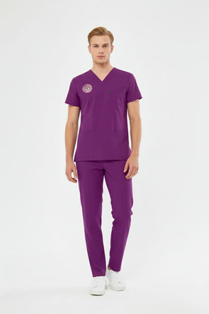 Mor Ebe Forması Likralı Scrubs Takım(Yeni Yönetmeliğe Uygun - Byzantium) - Class Üniforma hemşire formaları, medikal önlükler