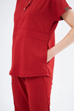 N O V A | Kiremit Premium Likralı Üniforma Takımı - Class Üniforma hemşire formaları, medikal önlükler