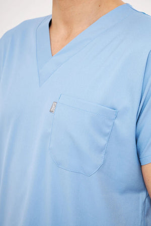 Classic - Bebe Mavisi Erkek Likralı Üniforma Takımı - Class Üniforma hemşire formaları, medikal önlükler