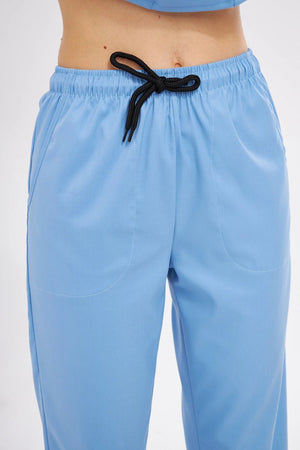 Classic - Bebe Mavisi Kadın Likralı Üniforma Takımı - Class Üniforma hemşire formaları, medikal önlükler