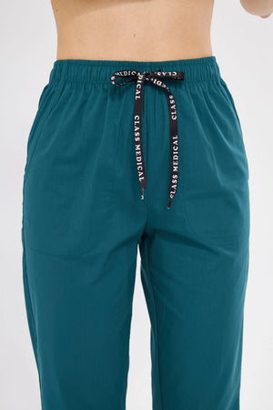 Classic - Petrol Yeşili Kadın Likralı Üniforma Takımı - Class Üniforma hemşire formaları, medikal önlükler