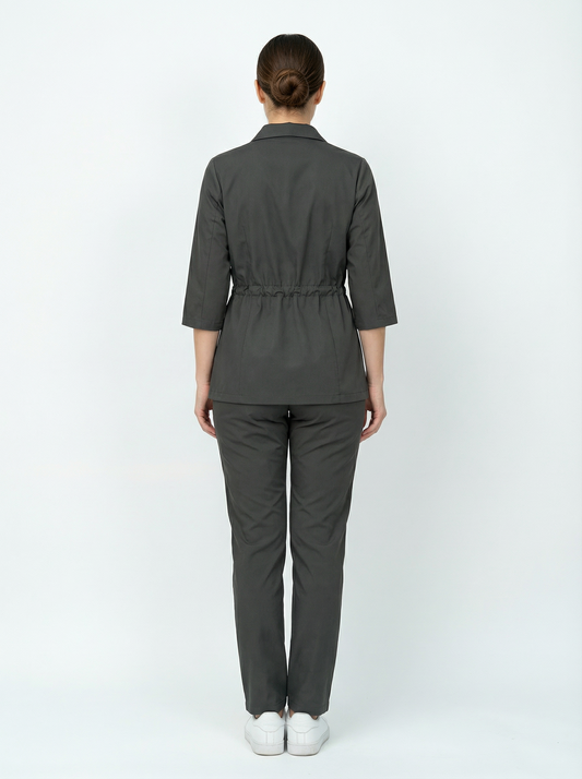 L I S B O N | Antrasit Premium Likralı Ceket Üniforma Takım