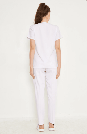 Classic - Beyaz Kadın Likralı Üniforma Takımı - Class Üniforma hemşire formaları, medikal önlükler