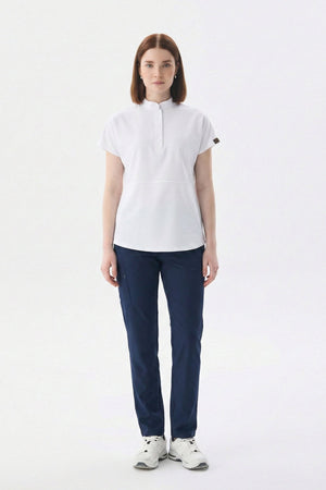 N O V A | Beyaz & Lacivert Premium Likralı Üniforma Takımı - Class Üniforma hemşire formaları, medikal önlükler