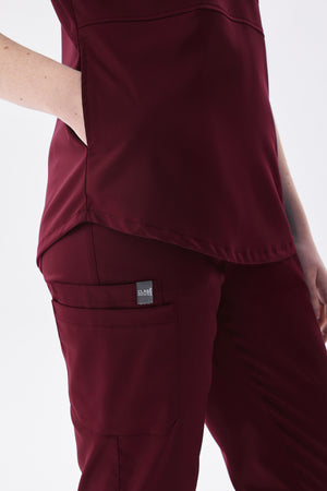 N O V A | Bordo Premium Likralı Üniforma Takımı - Class Üniforma hemşire formaları, medikal önlükler