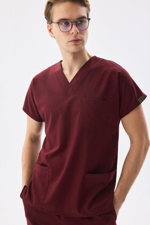 Classic - Bordo Erkek Likralı Üniforma Takımı - Class Üniforma hemşire formaları, medikal önlükler