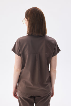 N O V A | Kahverengi Premium Likralı Üniforma Takımı - Class Üniforma hemşire formaları, medikal önlükler