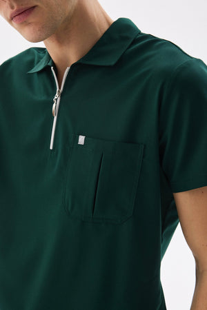 Erkek Polo Yaka Medikal Üniforma Takım Avcı Yeşili Likralı Doktor Hemşire Forması - Class Üniforma hemşire formaları, medikal önlükler