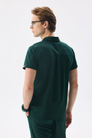 Erkek Polo Yaka Medikal Üniforma Takım Avcı Yeşili Likralı Doktor Hemşire Forması - Class Üniforma hemşire formaları, medikal önlükler