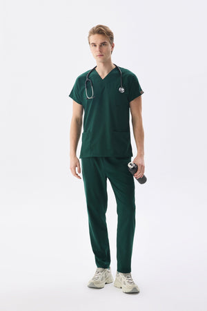 Classic - Avcı Yeşili Erkek Likralı Üniforma Takımı - Class Üniforma hemşire formaları, medikal önlükler