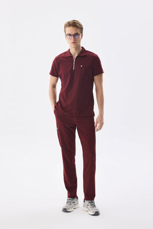 Erkek Polo Yaka Medikal Üniforma Takım Bordo Likralı Doktor Hemşire Forması - Class Üniforma hemşire formaları, medikal önlükler