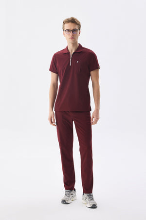 Erkek Polo Yaka Medikal Üniforma Takım Bordo Likralı Doktor Hemşire Forması - Class Üniforma hemşire formaları, medikal önlükler