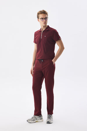 Erkek Polo Yaka Medikal Üniforma Takım Bordo Likralı Doktor Hemşire Forması - Class Üniforma hemşire formaları, medikal önlükler