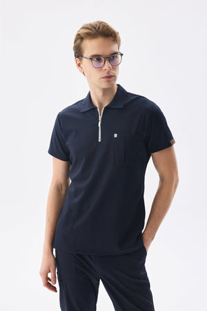 Erkek Polo Yaka Medikal Üniforma Takım Lacivert Likralı Doktor Hemşire Forması - Class Üniforma hemşire formaları, medikal önlükler