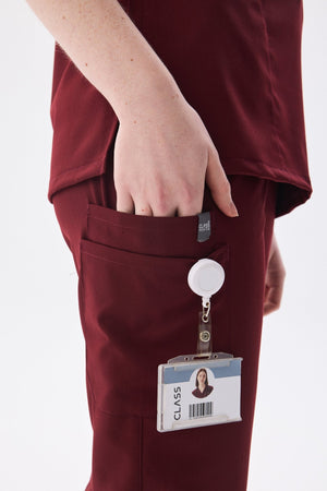 Polo Yaka Bordo Kadın Medikal Üniforma Scrubs - Class Üniforma hemşire formaları, medikal önlükler