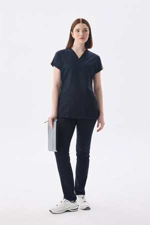 Classic - Lacivert Kadın Likralı Üniforma Takımı - Class Üniforma hemşire formaları, medikal önlükler