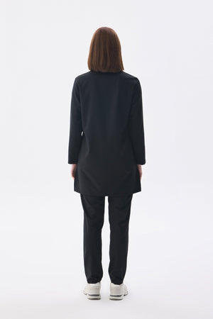 Tesettür Siyah Tek Üst Likralı Kadın Medikal Üniforma Doktor Ve Hemşire Forması Cerrahi - Class Üniforma hemşire formaları, medikal önlükler