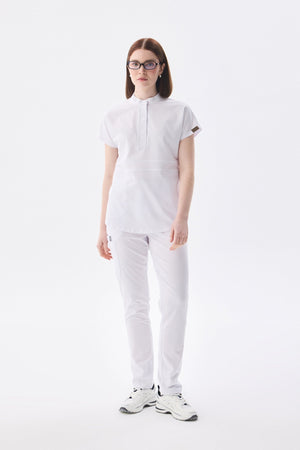 N O V A | Beyaz Premium Likralı Üniforma Takımı - Class Üniforma hemşire formaları, medikal önlükler