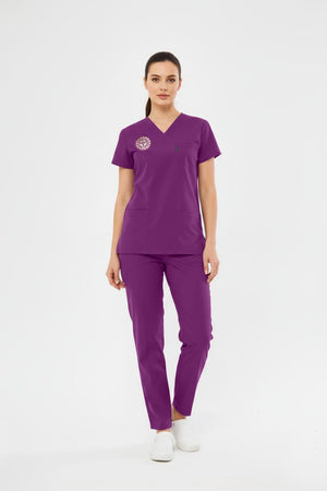 Mor Ebe Forması Likralı Scrubs Takım(Yeni Yönetmeliğe Uygun - Byzantium) - Class Üniforma hemşire formaları, medikal önlükler