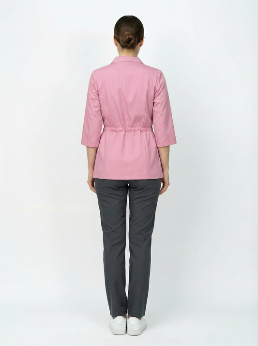 L I S B O N | Pembe & Siyah Premium Likralı Ceket Üniforma Takım