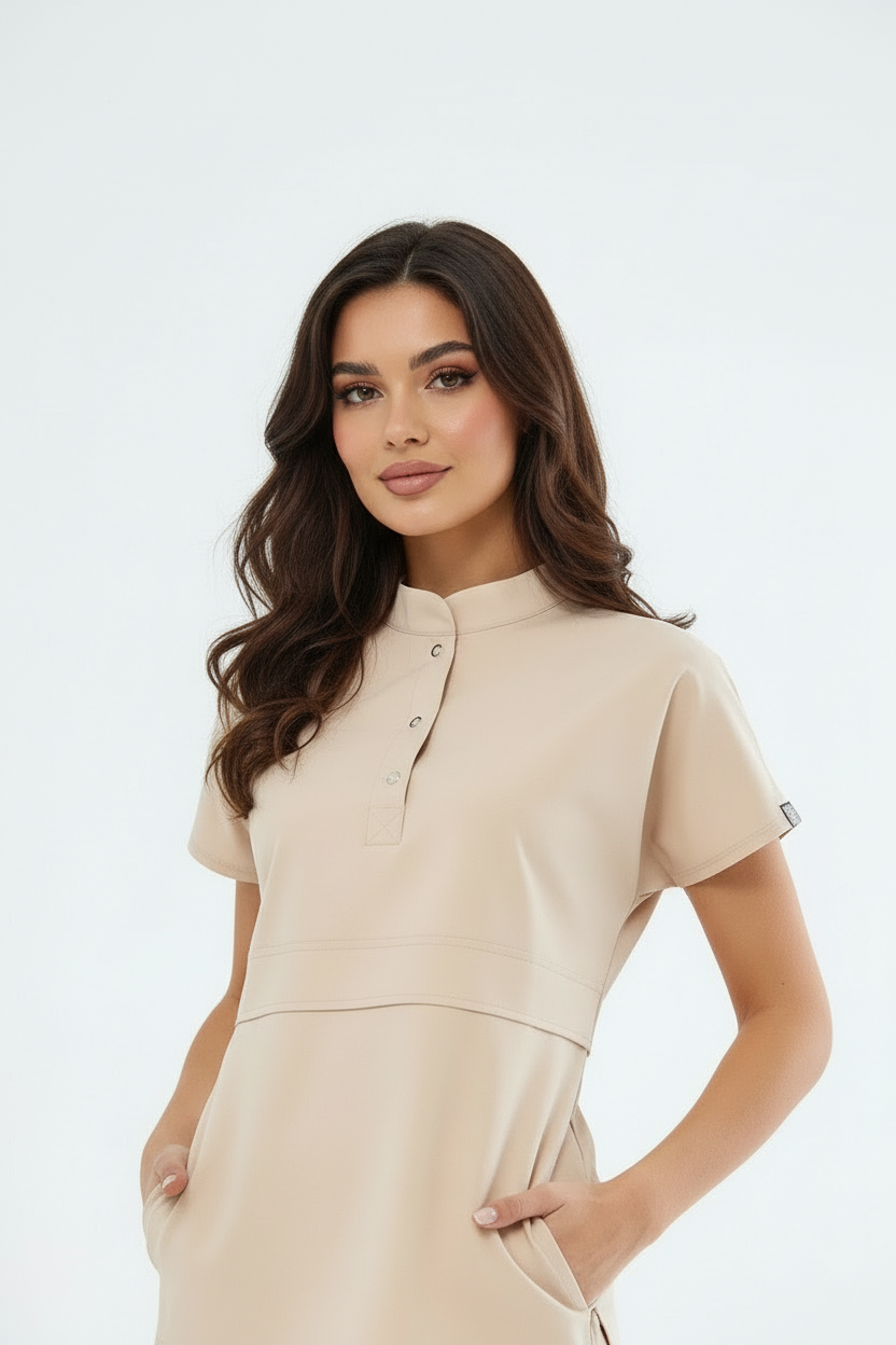N O V A | Bej Premium Likralı Üniforma Takımı