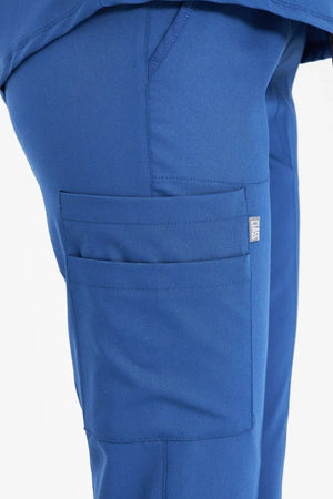 N O V A | Fırtına Mavi Düz Paça Pantolon Kadın Likralı Hakim Yaka Yarım Pat Çıtçıtlı Hemşire Ve Doktor Forması Scrubs - Class Üniforma hemşire formaları, medikal önlükler