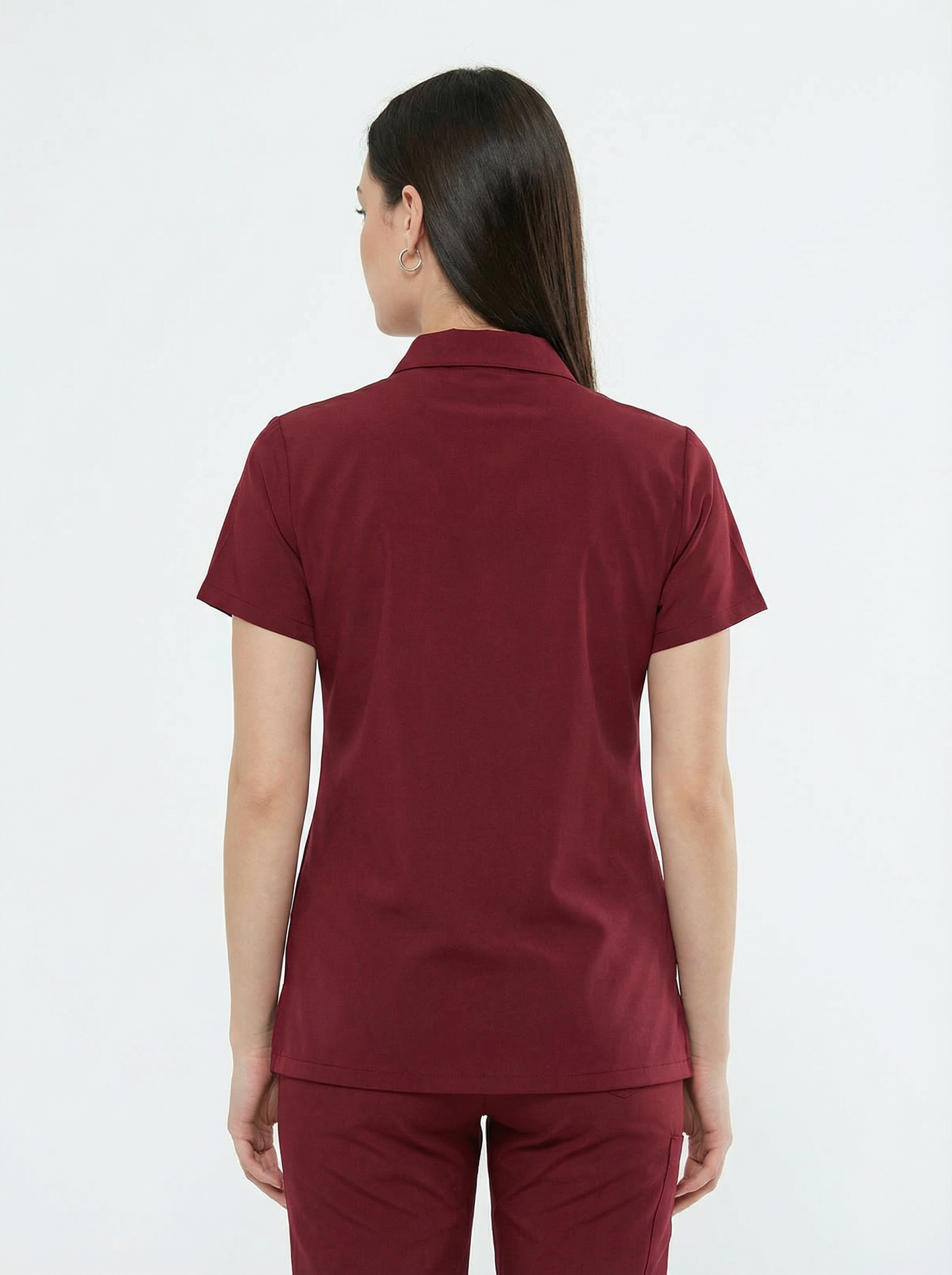 Classic Tek Üst - Bordo Likralı Hemşire Forması Üstü