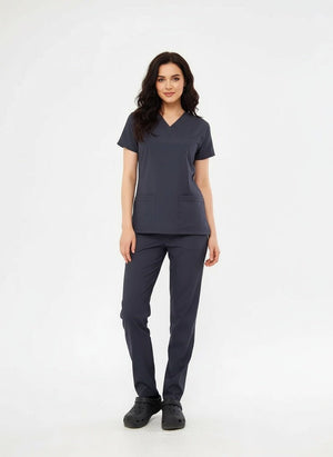 Classic - Antrasit Kadın Likralı Üniforma Takımı - Class Üniforma hemşire formaları, medikal önlükler