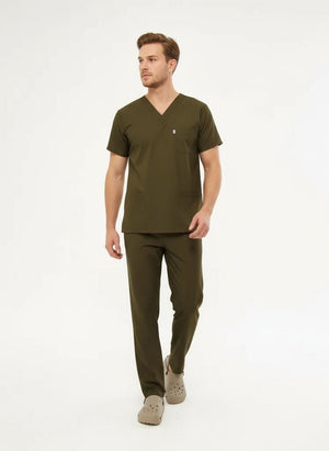 Classic - Haki Erkek Likralı Üniforma Takımı - Class Üniforma hemşire formaları, medikal önlükler