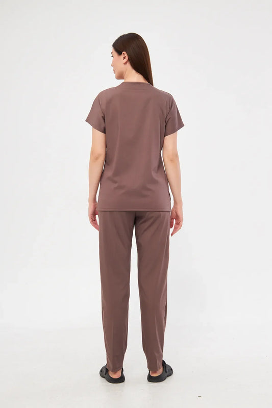 Classic - Kahverengi Unisex Likralı Üniforma Takımı