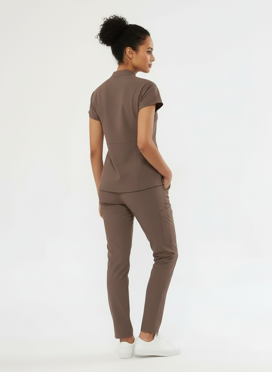 N O V A | Kahverengi Premium Likralı Üniforma Takımı