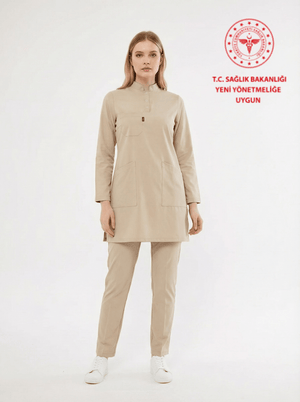 Scrubs Tesettür Teknisyen-Tekniker -Tıbbi Sekreter Forması Scrubs Likralı Takım Sağlık Bakanlığı Uyumlu-Moth - Class Üniforma Hemşire Forması