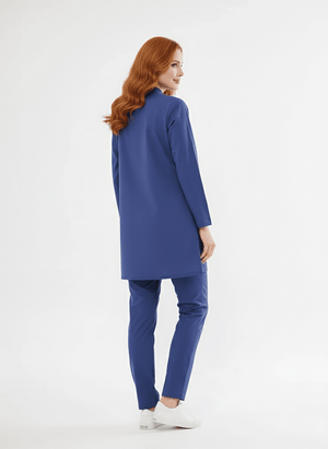 Tesettür - Fırtına Mavi Likralı Hemşire Üniforma Takımı - Class Üniforma hemşire formaları, medikal önlükler