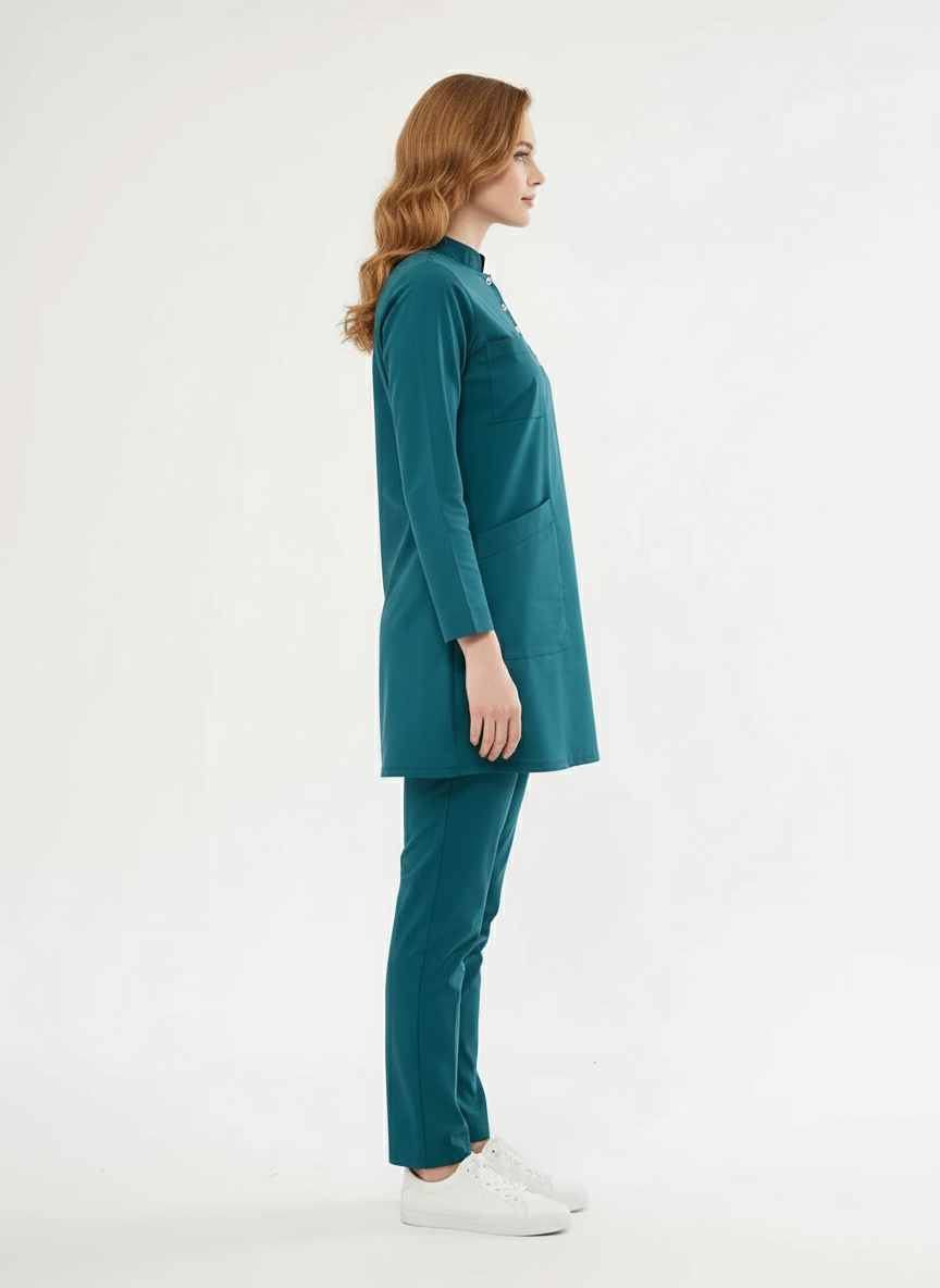 Хиджаб - комплект униформы медсестры из лайкры цвета петролеум