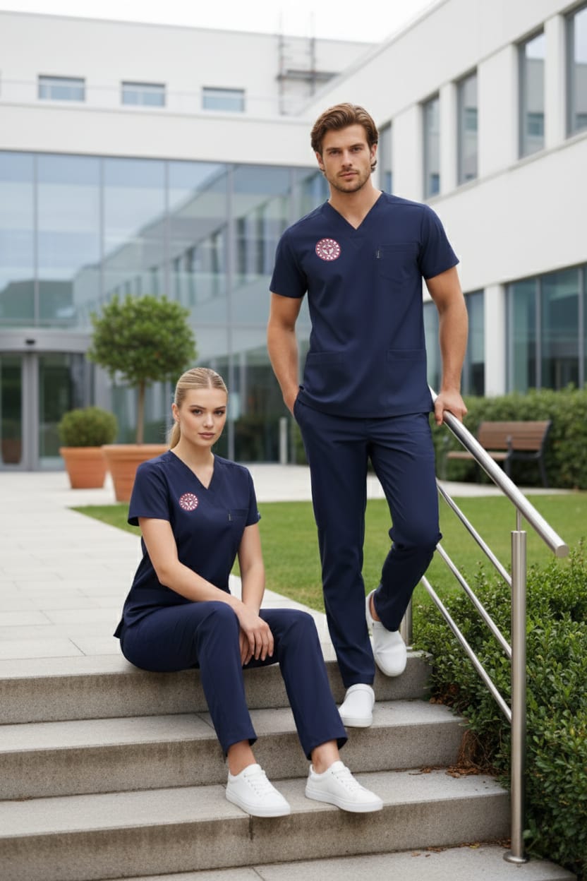 Class Üniforma Lacivert Hemşire Forması Likralı Scrubs Kadın (Yeni Yönetmeliğe Uygun - Patriot Blue)