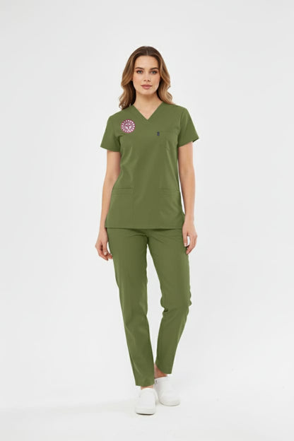 Class Üniforma Çimen Yeşili Eczacı Forması Likralı Scrubs Unisex (Yeni Yönetmeliğe Uygun - Grasshopper)