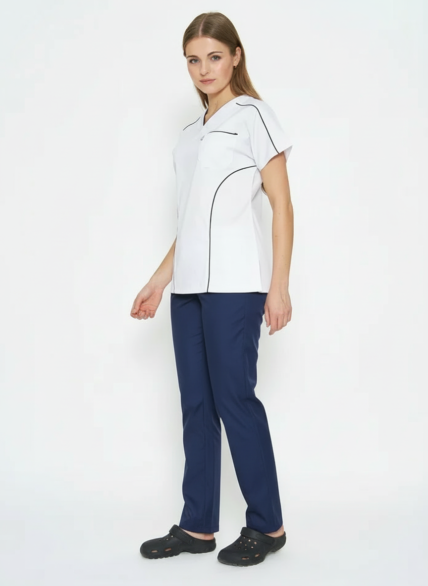 S P O R T | Beyaz Premium Likralı Hemşire Üniforma Takım