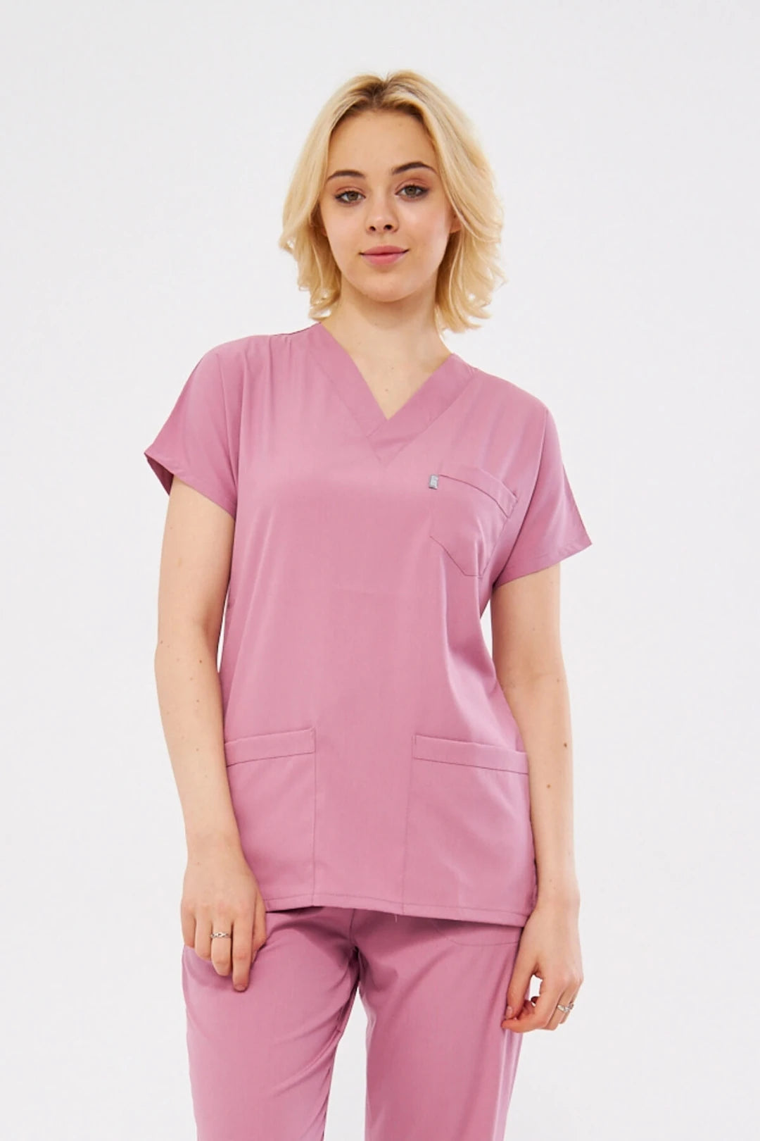 Classic Tek Üst - Pudra Likralı Hemşire Forması