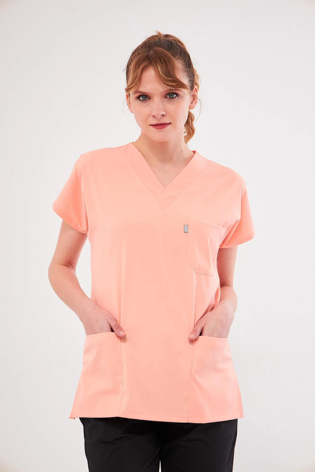 Classic Tek Üst  - Kavun Likralı Hemşire Forması Üstü