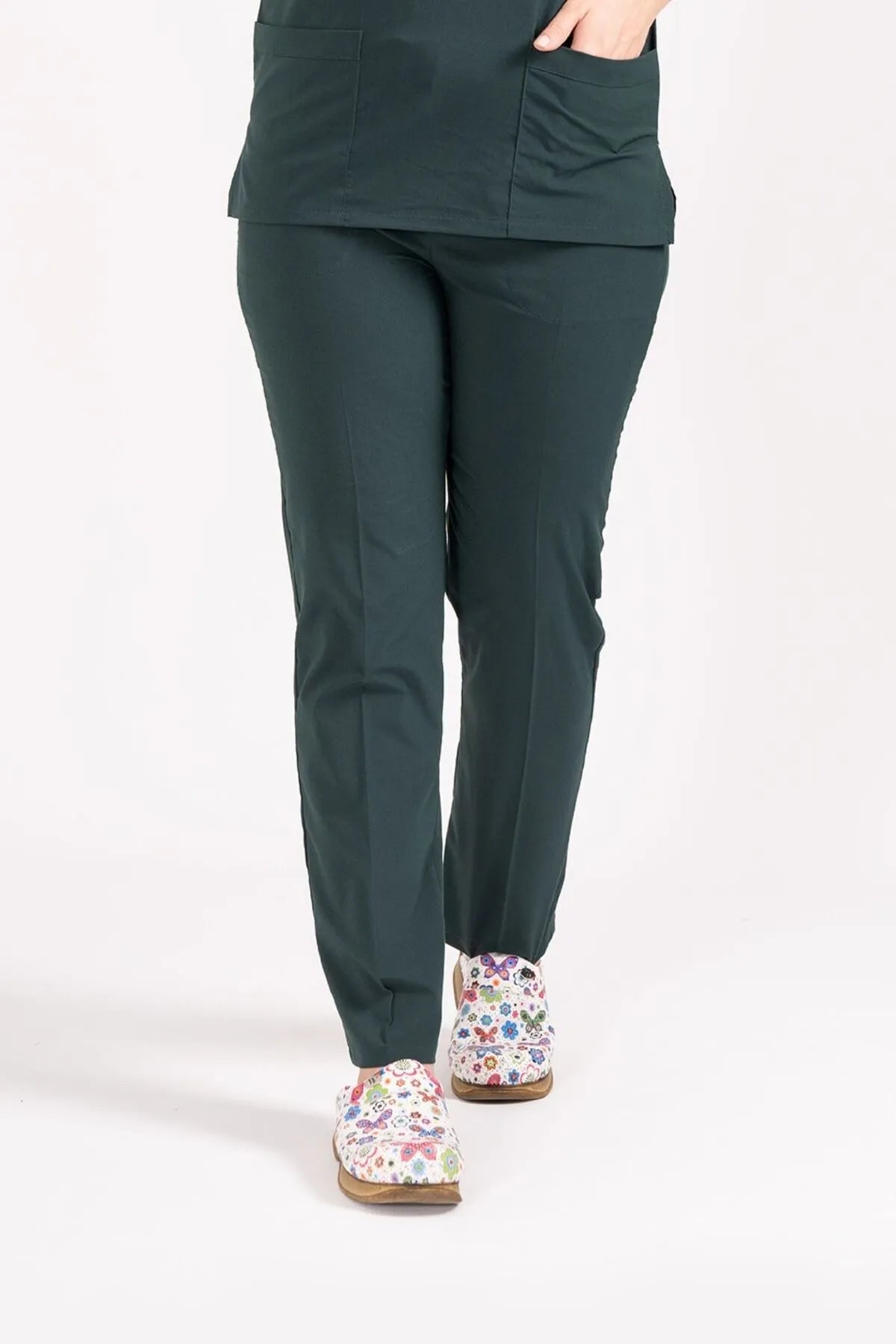 Classic - Avcı Yeşili Kadın Pantolon –  Likralı Tek Alt