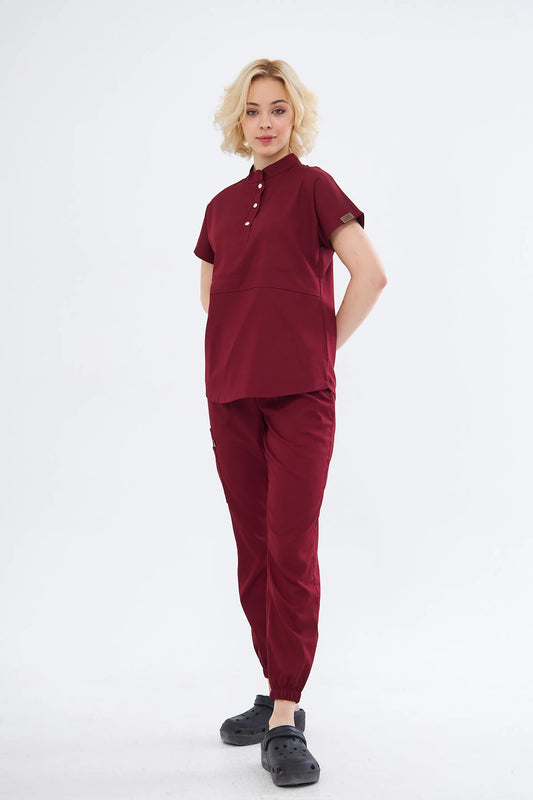 N O V A | Bordo Premium Likralı Üniforma Takımı