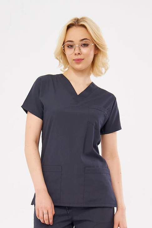 Classic - Antrasit Kadın Likralı Üniforma Tek Üst