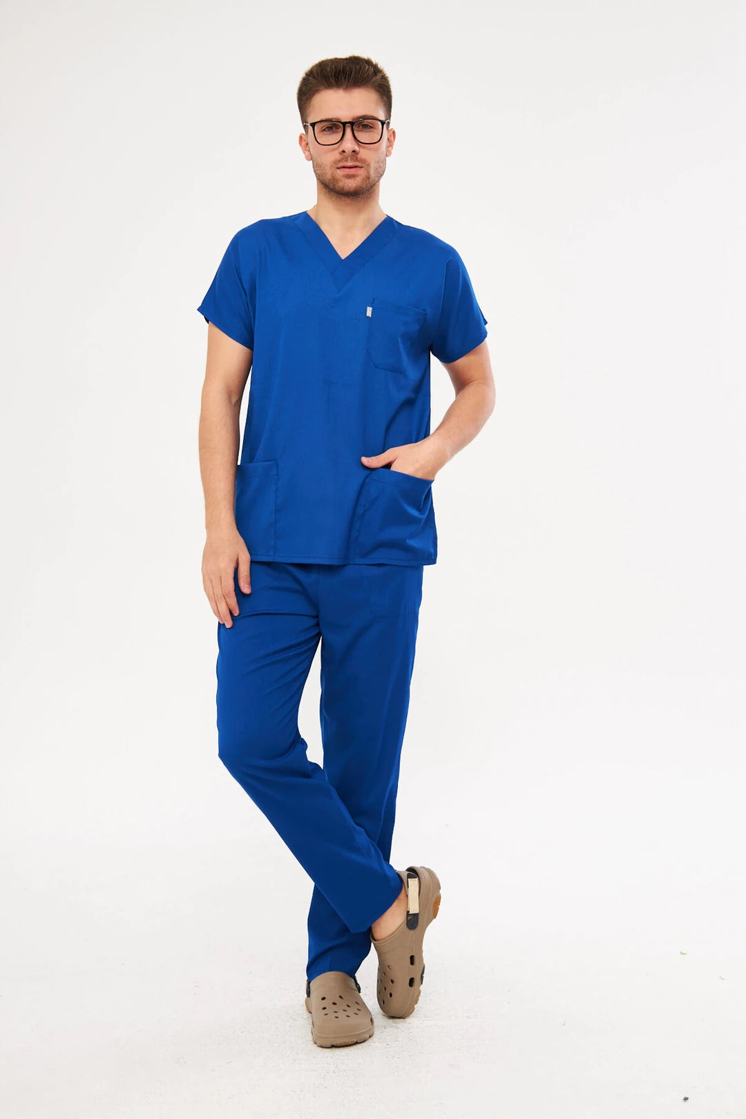 Classic - Saks Mavi Erkek Likralı Üniforma Takımı