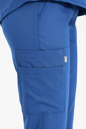 N O V A | Fırtına Mavi Lastikli Paça Kadın Likralı Hakim Yaka Yarım Pat Çıtçıtlı Hemşire Ve Doktor Forması Scrubs - Class Üniforma hemşire formaları, medikal önlükler