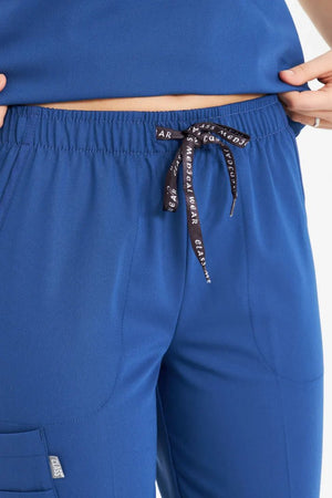 N O V A | Fırtına Mavi Lastikli Paça Kadın Likralı Hakim Yaka Yarım Pat Çıtçıtlı Hemşire Ve Doktor Forması Scrubs - Class Üniforma hemşire formaları, medikal önlükler