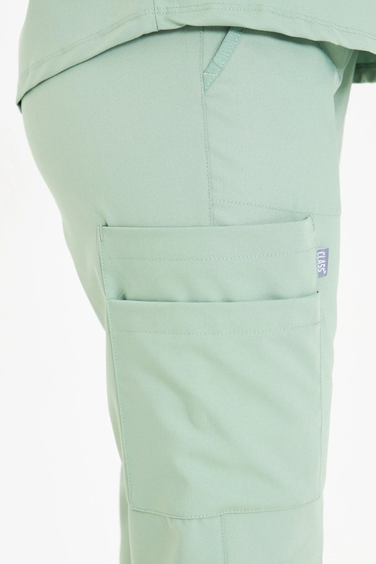 N O V A | Çağla Yeşili Likralı Hakim Yaka Yarım Çıtçıtlı Hemşire Ve Doktor Forması Scrubs