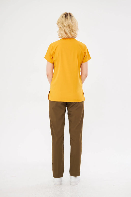 Classic - Hardal Haki Kadın Likralı Üniforma Takımı