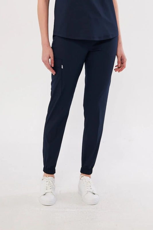 NOVA | Темно-синие женские брюки – лайкра, однобортный крой